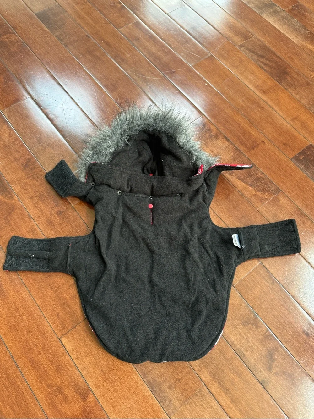 Hotel Doggy Red Polar Bear Fair Isle Hooded Dog Jacket, size Medium